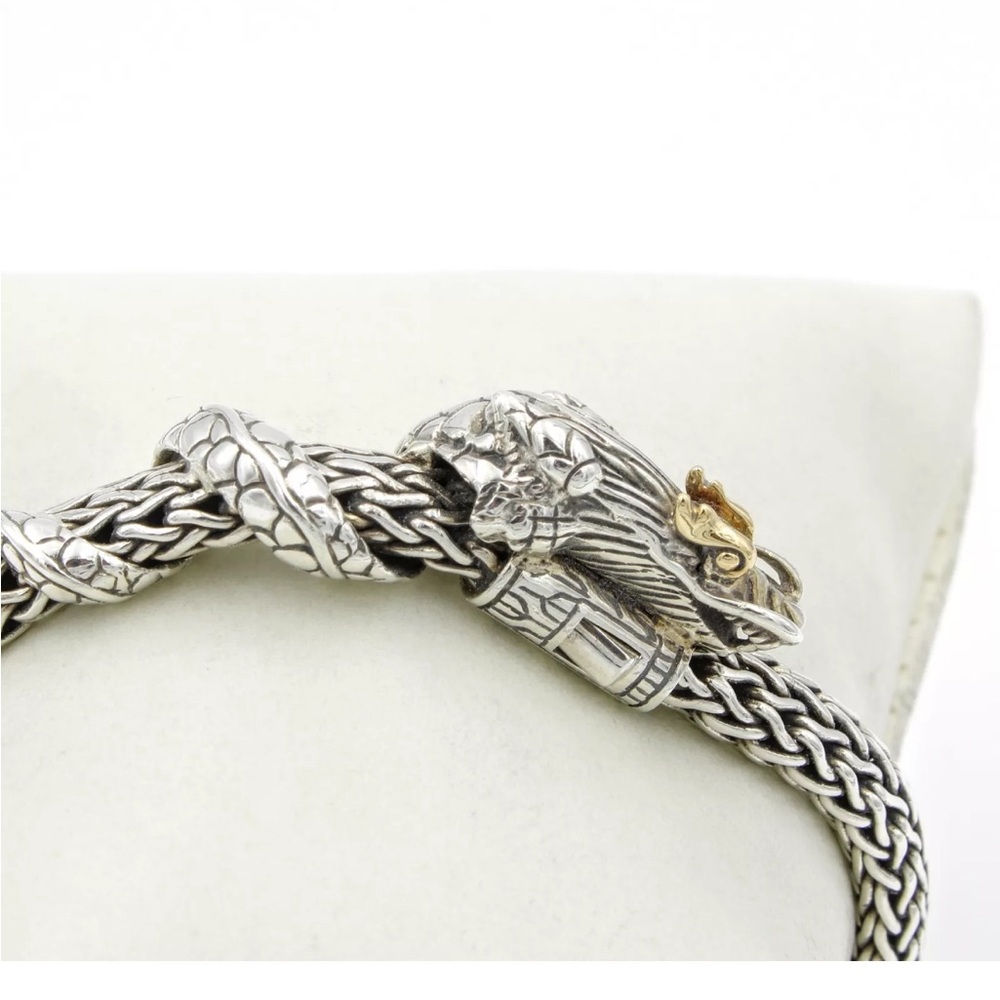 John Hardy Naga Dragon Wrap Around Cable Woven Bracelet with 18kt